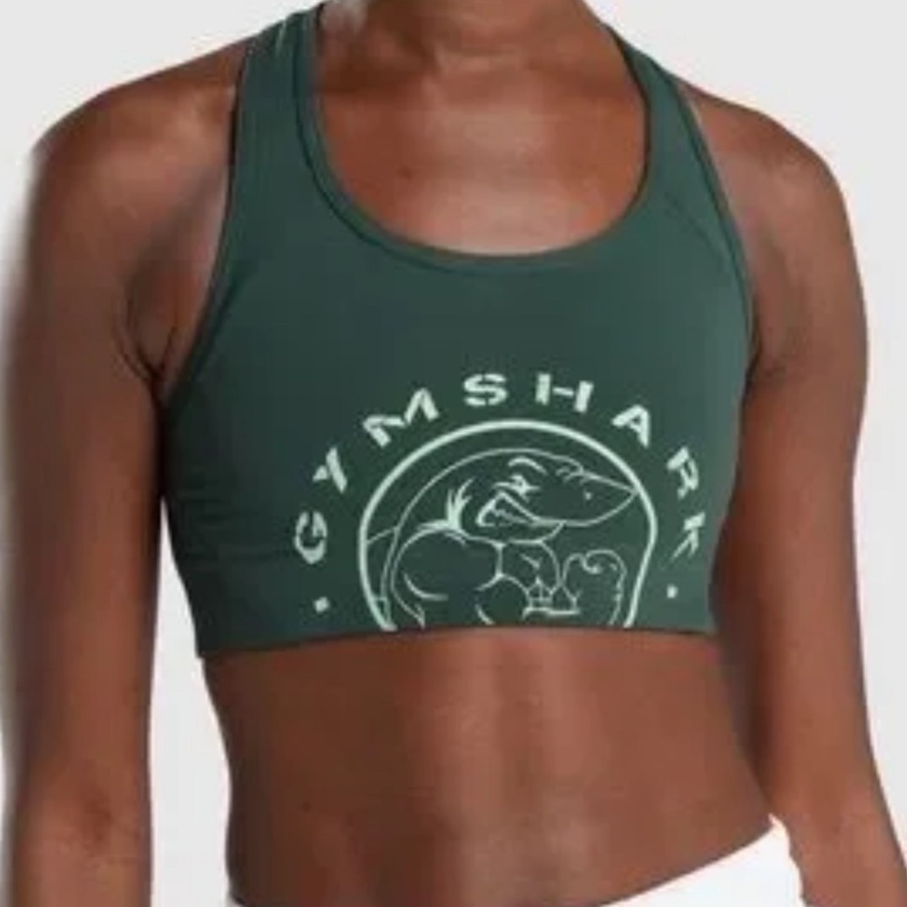 Gymshark Legacy Sports Bra Forest Green Racerback Gym Workout Top Womens‎